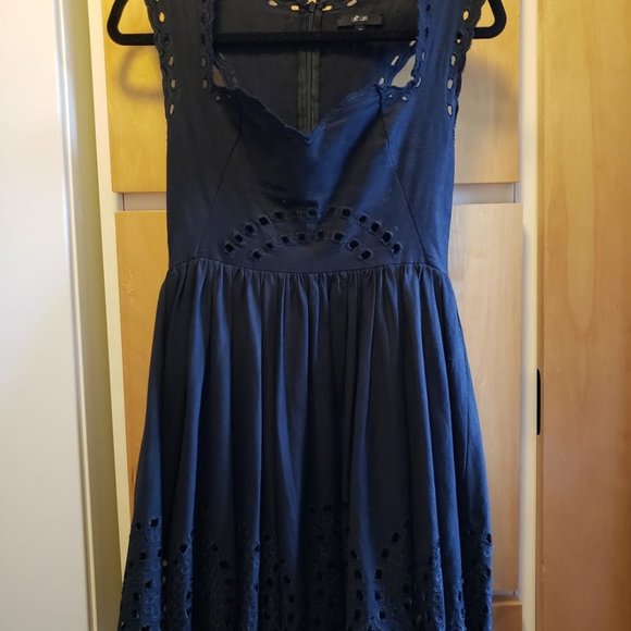 Eyelet Skater Linen Dress - Picture 1 of 3